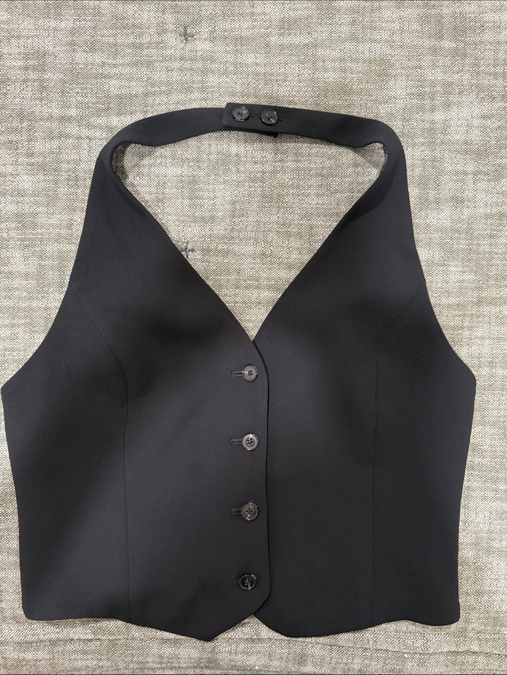Aritzia Black Halter Button-Front Crop Top